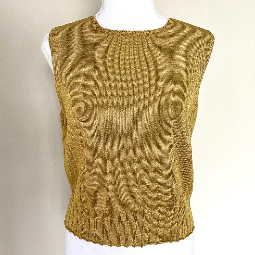 Laundry by Shelli Segal Gold Sleeveless Blouse Tank L